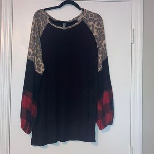 Cheetah and Plaid Top